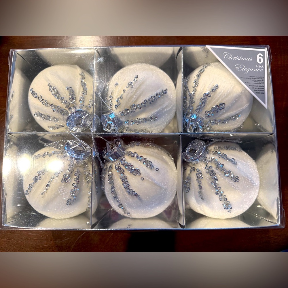 White and silver Christmas ornaments